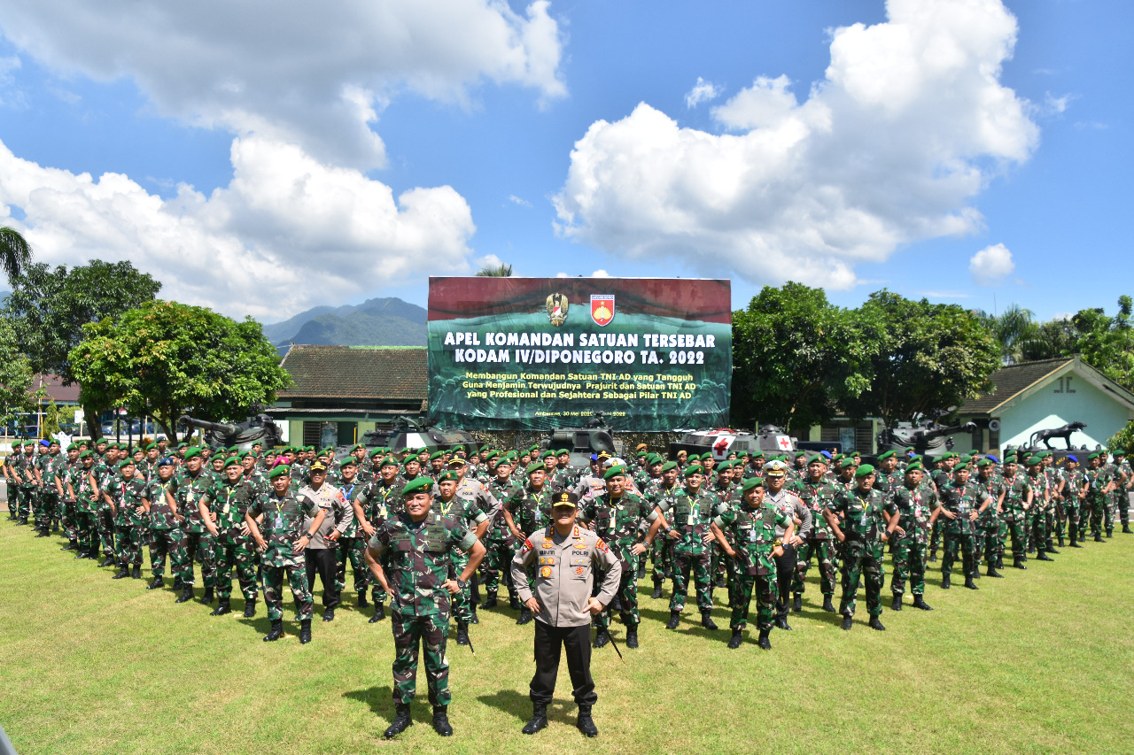 Apel Dansat Kodam IV/Dip TA. 2022, Pangdam Dan Kapolda Jateng Tekankan Pentingnya Sinergitas